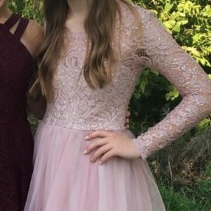 pink lace long sleeve dress